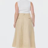 A-Line Midi Skirt - Wheat