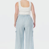 Elastic Waist Cargo Pants - Ice Blue