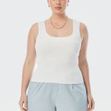 Square Neck Tank - White