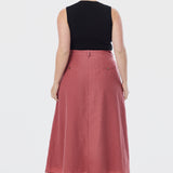 A-Line Midi Skirt - Cranberry