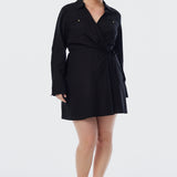Long Sleeve Wrap Mini Dress - Black