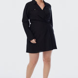Long Sleeve Wrap Mini Dress - Black
