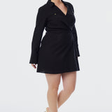 Long Sleeve Wrap Mini Dress - Black