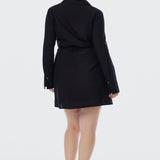 Long Sleeve Wrap Mini Dress - Black