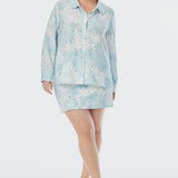 Lightweight Shirt - Ice Blue Abstract Leaves