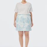 Tailored Mini Skirt - Ice Blue Abstract Leaves
