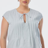 Pintuck Top - Ice Blue