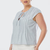 Pintuck Top - Ice Blue