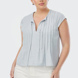 Pintuck Top - Ice Blue