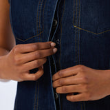 Denim Sleeveless Midi Dress - Indigo