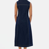 Denim Sleeveless Midi Dress - Indigo