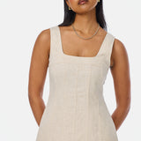 Panelled Midi Dress - Oatmeal