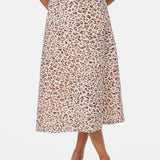 Slip Midi Skirt - Ecru Animal