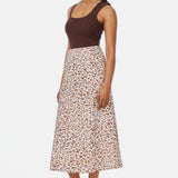 Slip Midi Skirt - Ecru Animal