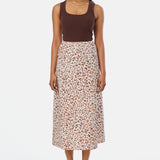 Slip Midi Skirt - Ecru Animal