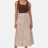 Slip Midi Skirt - Ecru Animal