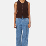 Crochet Button Up Vest - Espresso