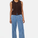 Crochet Button Up Vest - Espresso