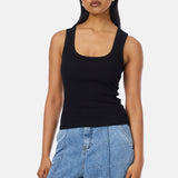 Scoop Neck Ribbed Tank - Black