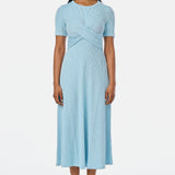 Gathered Short Sleeve Dress - Aquamarine Marl