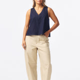 V Neck Denim Tank - Indigo