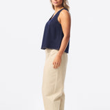 V Neck Denim Tank - Indigo