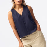 V Neck Denim Tank - Indigo