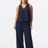 V Neck Denim Tank - Indigo