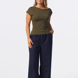 Asymmetric Knit Top - Khaki