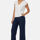 V-Neck Cap Sleeve Jersey Tank - White (Pre-Order)