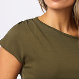 Asymmetric Knit Top - Khaki