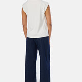 V-Neck Cap Sleeve Jersey Tank - White (Pre-Order)