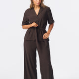 Textured Drawstring Pants - Dark Chocolate