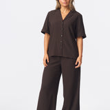 Textured Drawstring Pants - Dark Chocolate