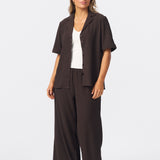 Textured Drawstring Pants - Dark Chocolate