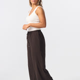 Textured Drawstring Pants - Dark Chocolate