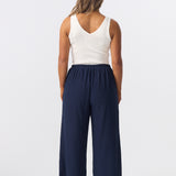 Textured Drawstring Pants - Navy