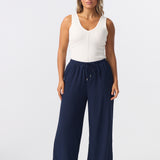 Textured Drawstring Pants - Navy