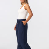 Textured Drawstring Pants - Navy