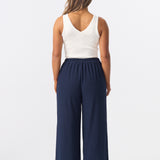 Textured Drawstring Pants - Navy