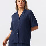 Textured Short Sleeve Tie Shirt - Navy