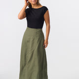 Panelled Midi Skirt - Khaki