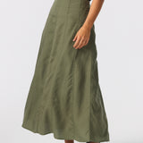 Panelled Midi Skirt - Khaki
