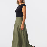 Panelled Midi Skirt - Khaki