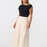Panelled Midi Skirt - Natural