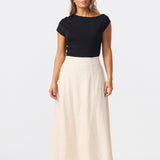 Panelled Midi Skirt - Natural