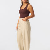Scoop Neck Ribbed Tank - Espresso