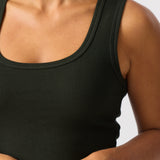 Scoop Neck Ribbed Tank - Forest Green