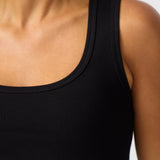Scoop Neck Ribbed Tank - Black
