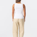 Scoop Neck Ribbed Tank - White